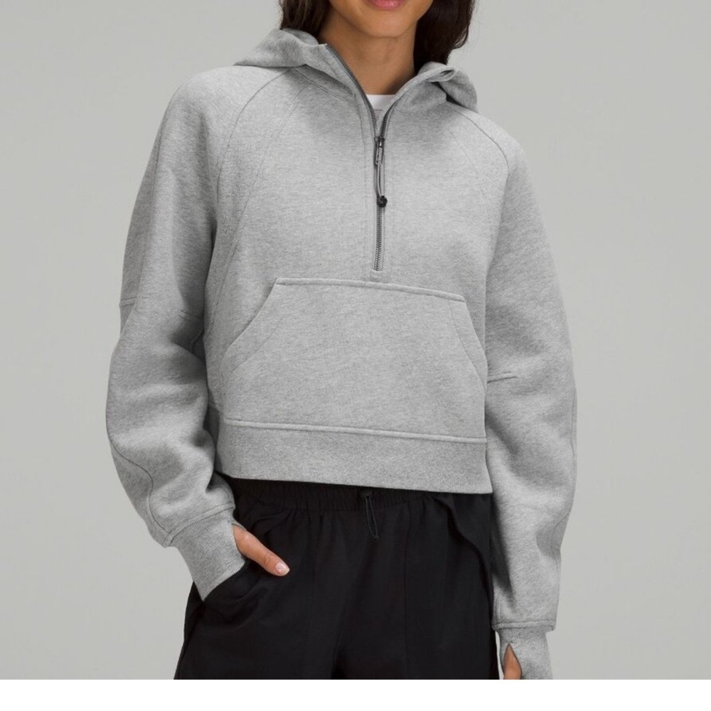lululemon athletica Light Gray Half-Zip Hooded Sweatshirt